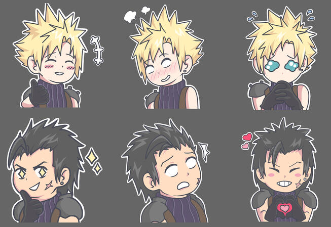 Zack and Cloud emotes
