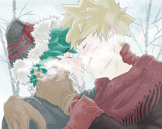 BkDk Winter AU kiss